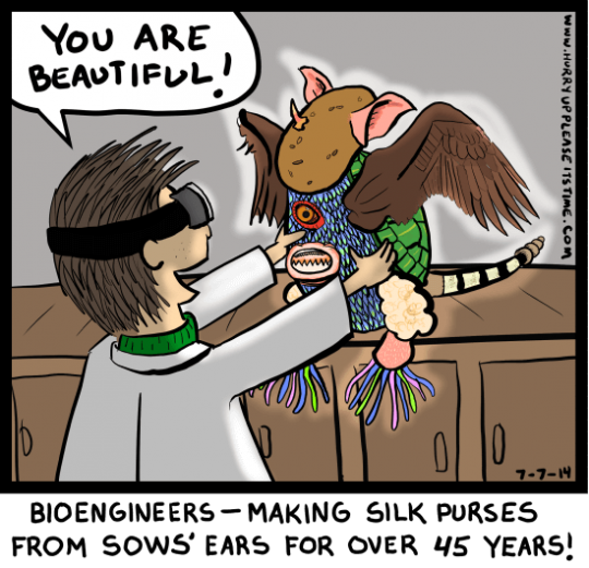 a HURRY UP PLEASE IT'S TIME comic---bioengineers