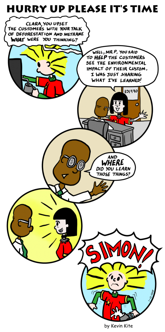 a HURRY UP PLEASE IT'S TIME comic - sharing