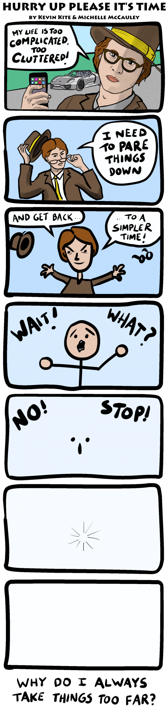 a HURRY UP PLEASE IT'S TIME comic - simplify