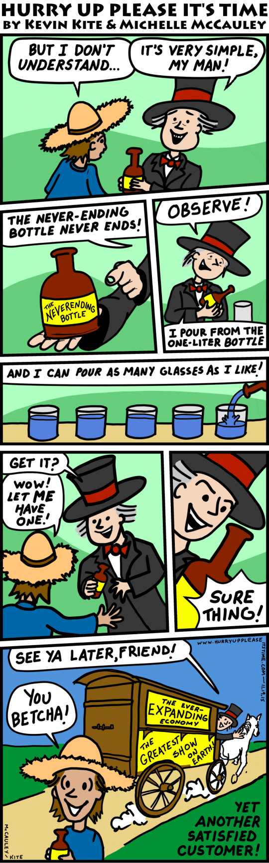 a HURRY UP PLEASE IT'S TIME comic - bottle